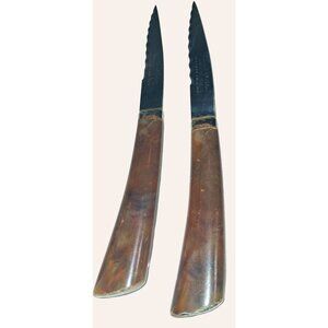 Vintage Remark-O-Edge Sheffield England Stainless Steel Knives With Horn Handles